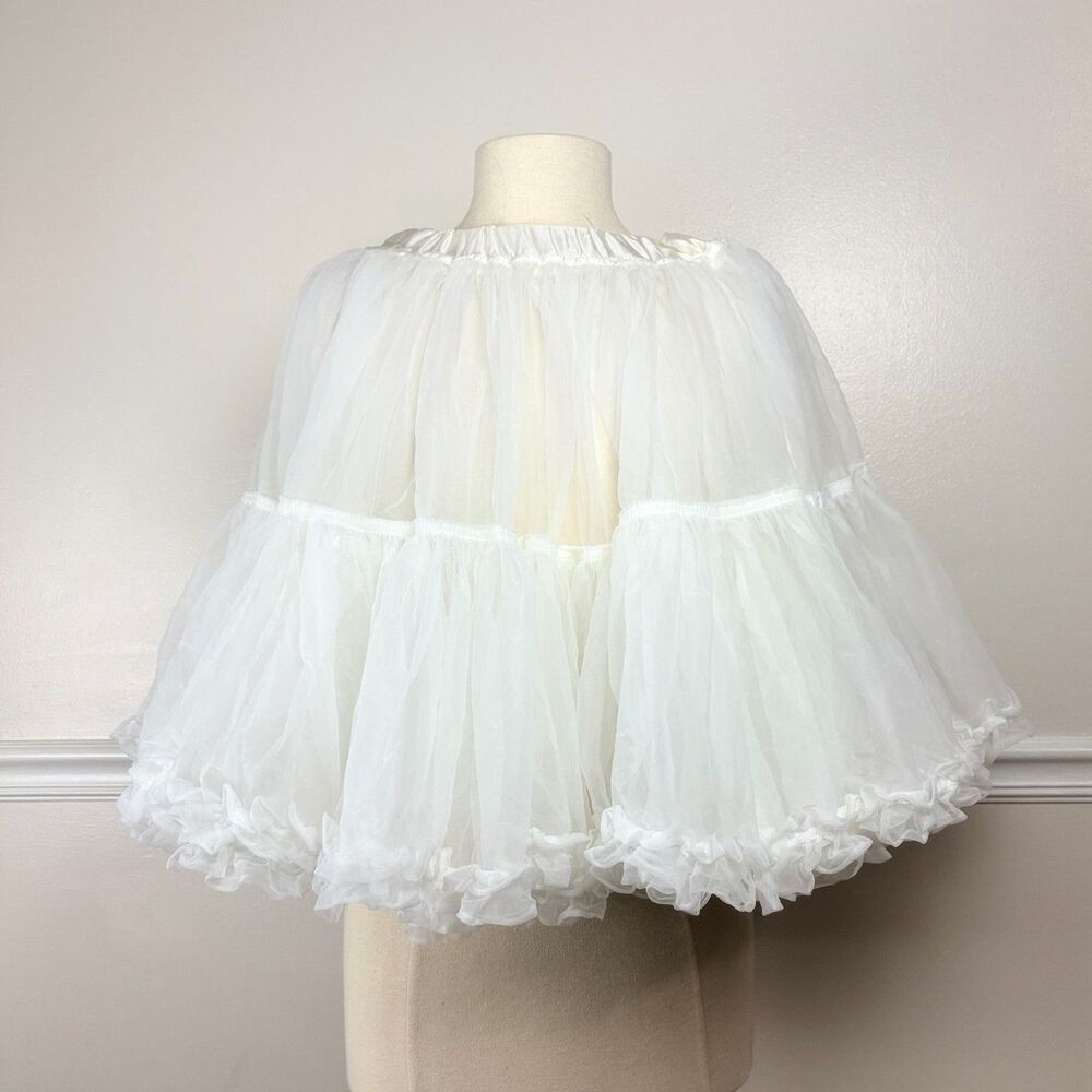 Vintage Merry Modes Cream Tulle Bridal Petticoat Crinoline Skirt Tiered Dance